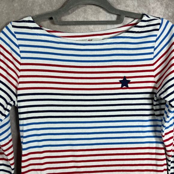 Vineyard Vines Top Womens S Multicolor Striped Boat Neck 3/4 Striped Pima Cotton - Picture 2 of 9